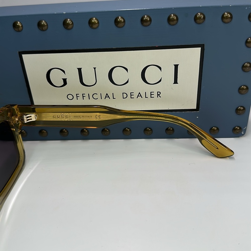 💯- New Authentic GUCCI GG1085S Trendy Sunglasses – Vibrant Yellow and Grey - Picture 11 of 14